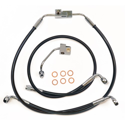 XR BLK/CHRM 12-17 Dyna Dual Disc ABS Upper Brake Line Set