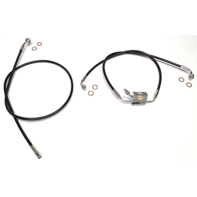 XR Stainless BLK/CHR M8 Softail Dual Disc ABS Lower and 28" Upper Brake Line