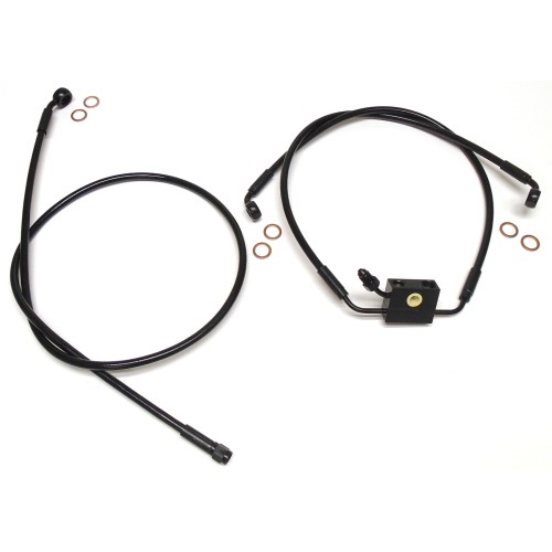 XR Stainless BLK/BLK M8 Softail Dual Disc ABS Lower and 22" Upper Brake Line
