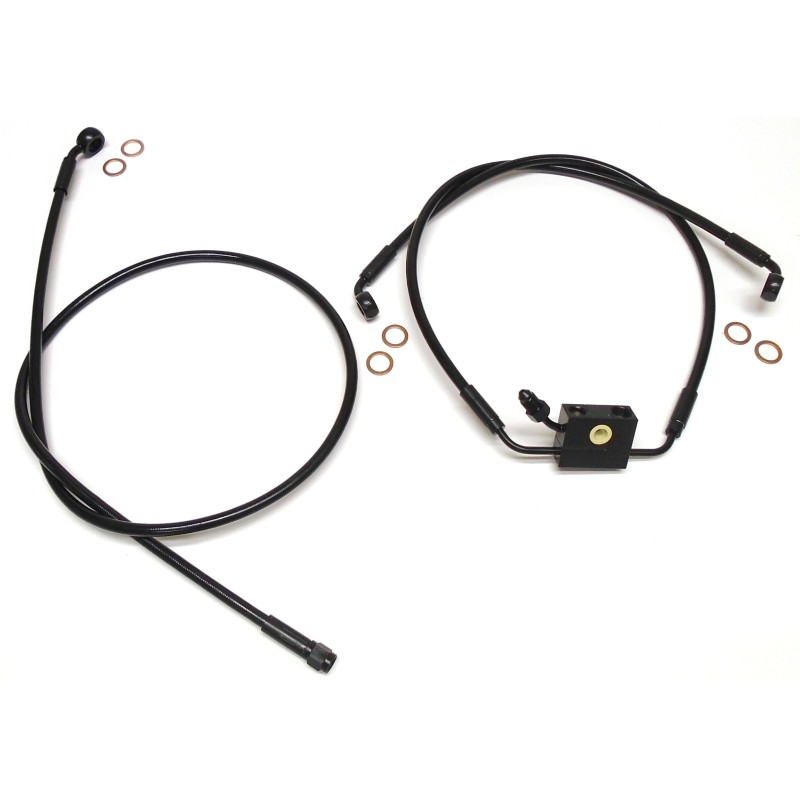 XR Stainless BLK/BLK M8 Softail Dual Disc ABS Lower and 22" Upper Brake Line
