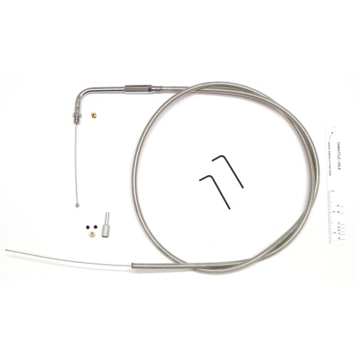 BYO® Braided Stainless Throttle Cable Threaded 90° Tube Bend