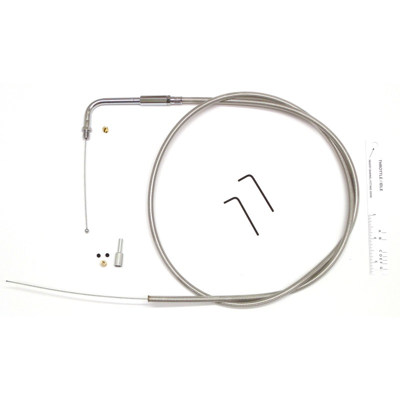 BYO® Braided Stainless Throttle Cable Threaded 90° Tube Bend