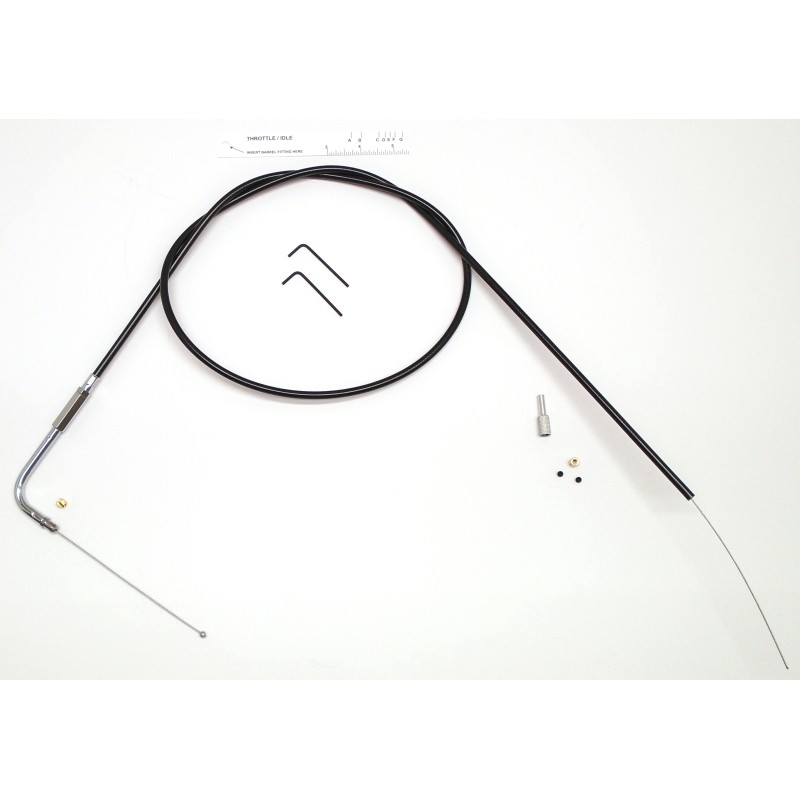 BYO® Black Braided Throttle Cable Smooth 90° Fitting