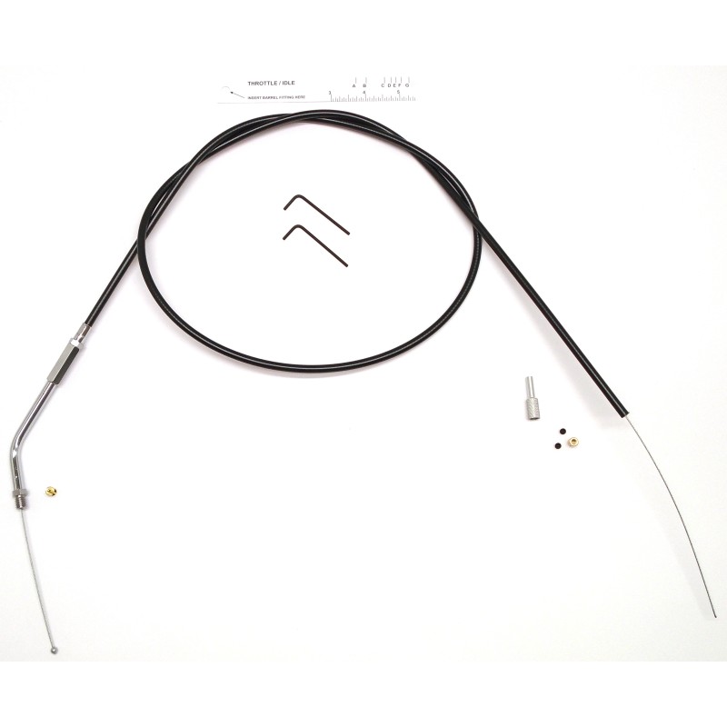 BYO® Black Braided Throttle Cable Threaded 45° Fitting