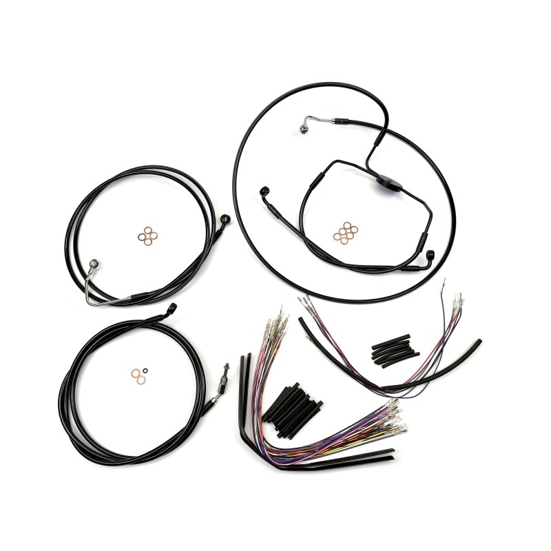 XR OE Style Black w/Black Fittings CVO Touring Handlebar Kit 15" - 17" Apes