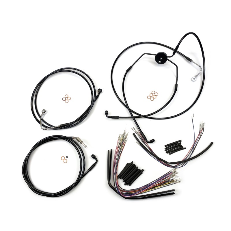 XR OE Style Black w/Black Fittings CVO Touring Handlebar Kit 12" - 14" Apes