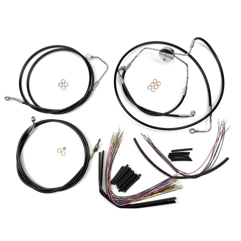 XR OE Style Black w/Black Fittings CVO Touring Handlebar Kit 15" - 17" Apes