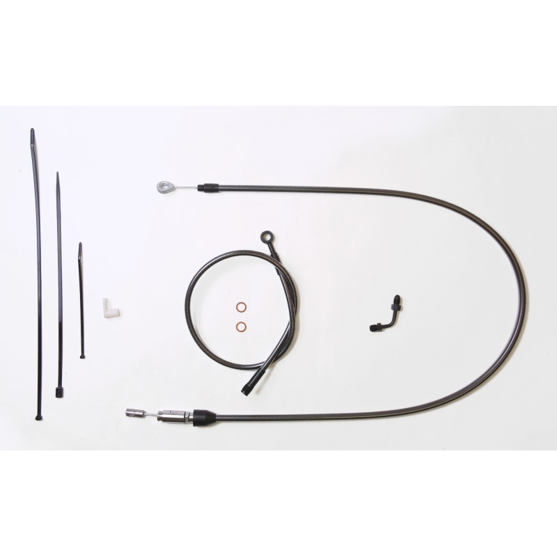 Black Pearl Softail Handlebar Installation Kit w/ Quick Connect Clutch Cable for 15"-17" Apes