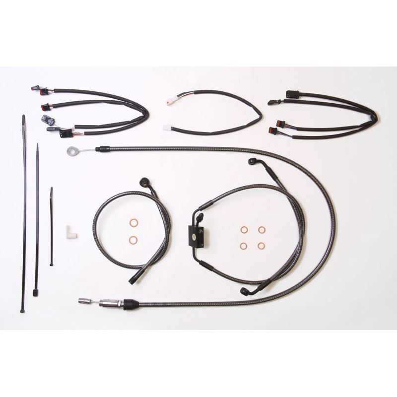 KARBONFIBR Softail Handlebar Installation Kit w/ Quick Connect Clutch Cable for 12"-14" Apes
