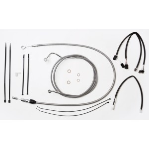 XR Stainless w/ Chrome Fittings Touring Handlebar Installation Kit w/ Quick Connect Clutch Cable for 15"-17" Apes