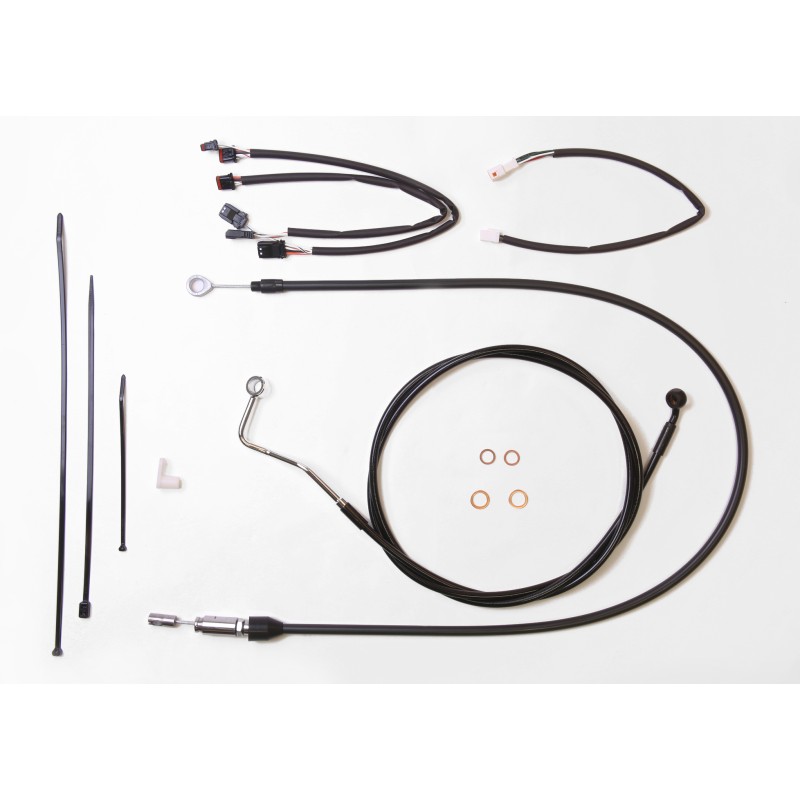 XR OE Style Black w/Black Fittings Touring Handlebar Kit with Quick Connect Clutch for 15" - 17" Apes