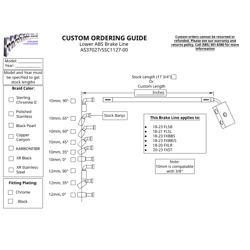 Custom Lower ABS Brake Line  AS37027 | SSC1127-00