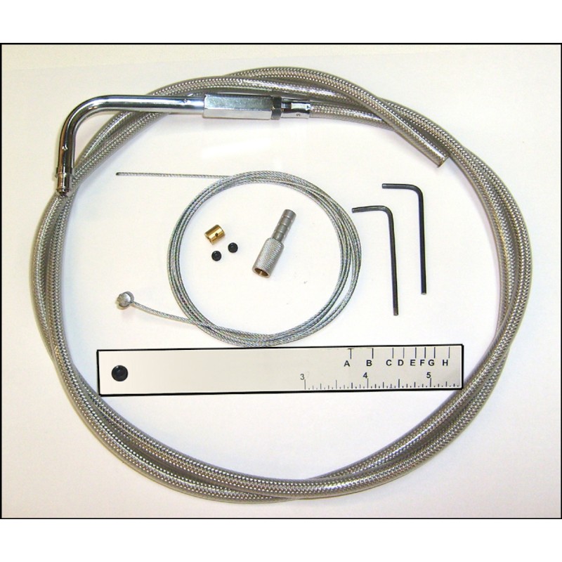 BYO® Braided Stainless Idle Cable 96+ Smooth 90° Fitting