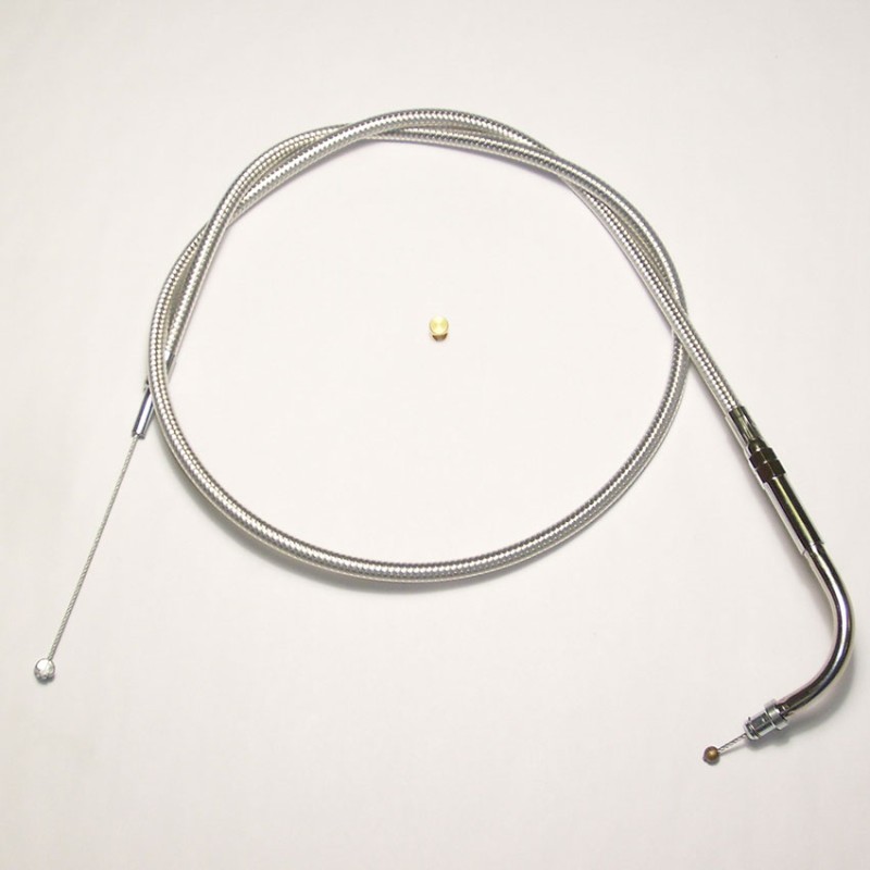 Polished Stainless Throttle Cable - Street 500 & 750