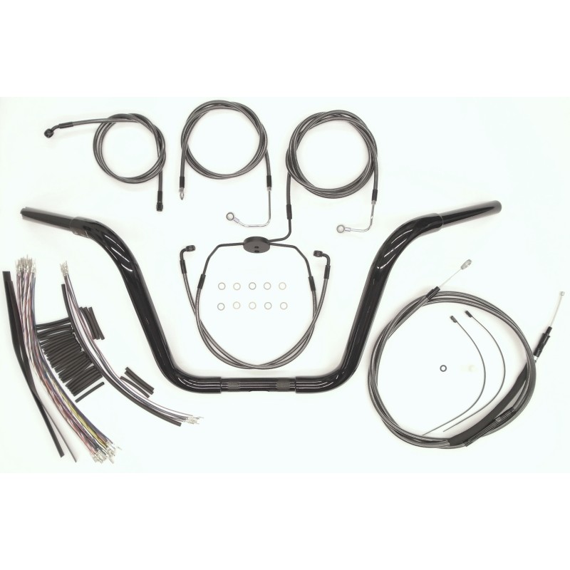 12” Black Pearl Caliber Ape Hanger Bar w/Installation Kit