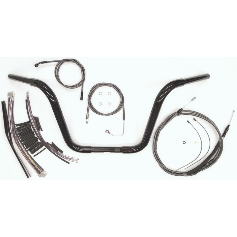 12” Black Pearl Caliber Ape Hanger Bar w/Installation Kit