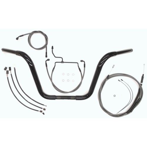12” Black Pearl Caliber Ape Hanger Bar w/Installation Kit