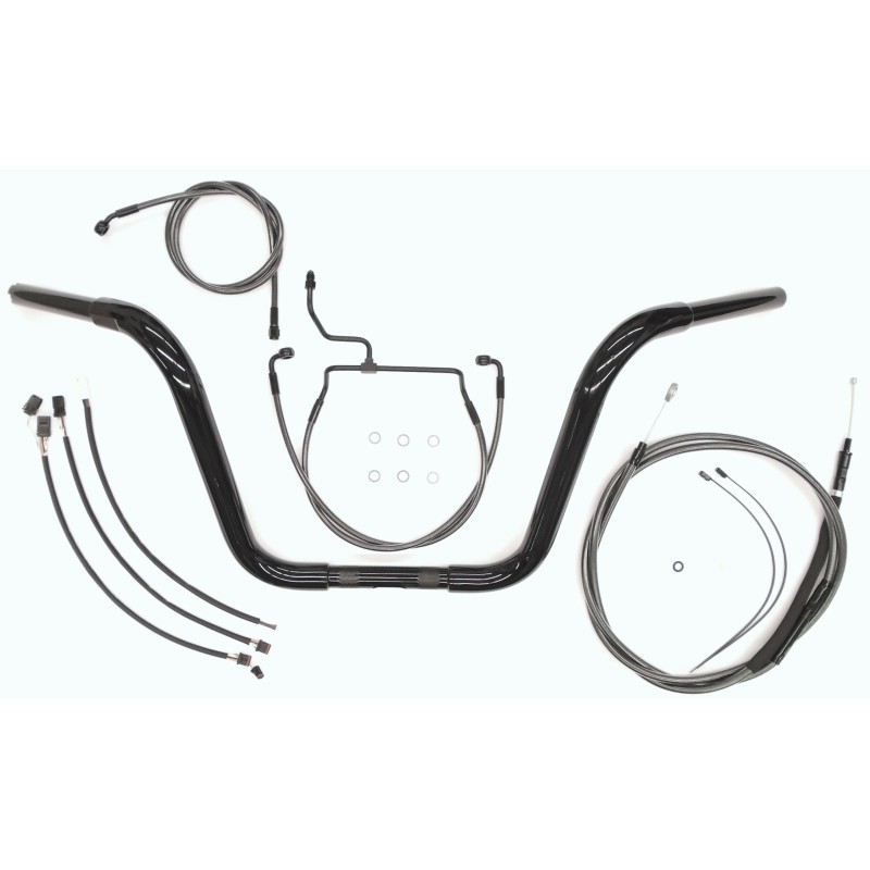 12” Black Pearl Caliber Ape Hanger Bar w/Installation Kit
