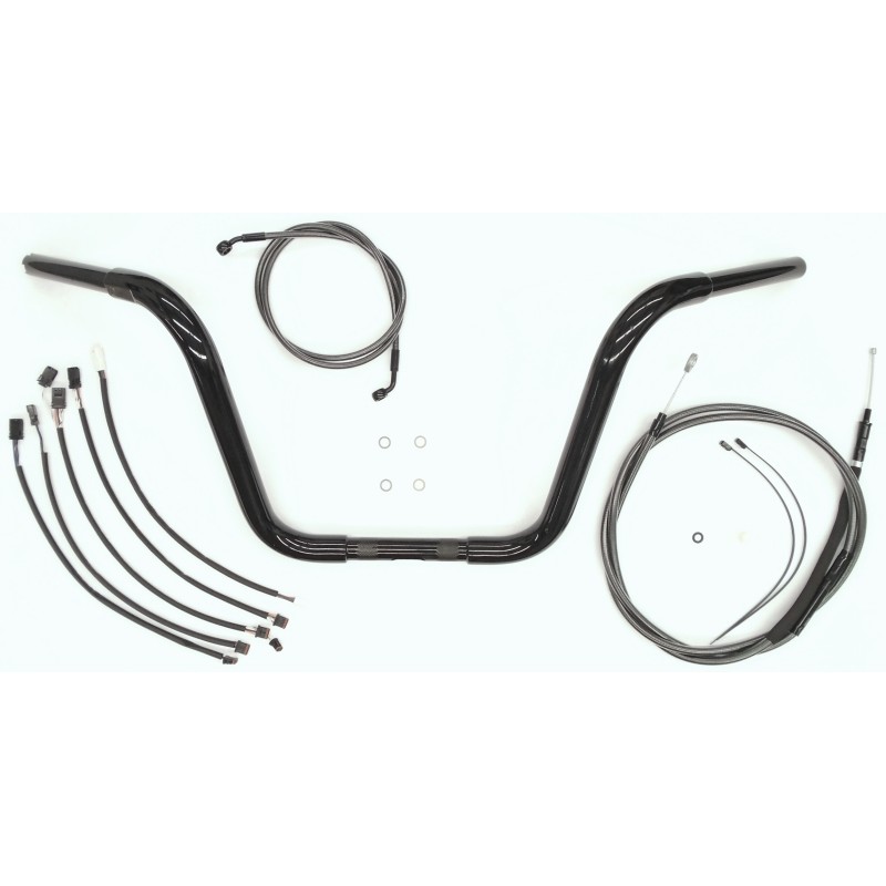 12” Black Pearl Caliber Ape Hanger Bar w/Installation Kit
